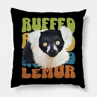 Black and White Ruffed Lemur Pillow