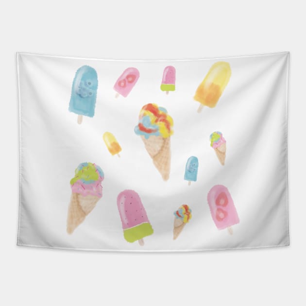 Bright Rainbow Ice Cream Tapestry by Becki Sturgeon