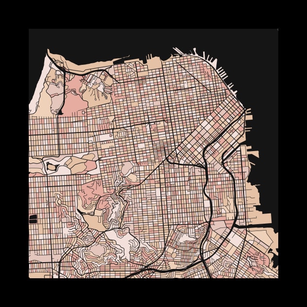 San Francisco Map Pattern in Soft Pink Pastels by PatternMaps