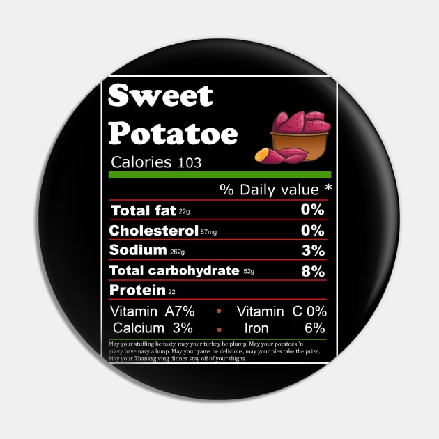 Sweet Potatoes Nutrition Facts Thanksgiving Pin by Flipodesigner