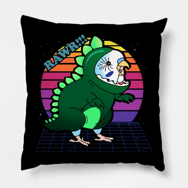 aesthetic vaporwave blue budgie Pillow by FandomizedRose