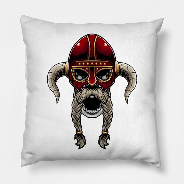 Viking Skull 2.4 Pillow by Harrisaputra