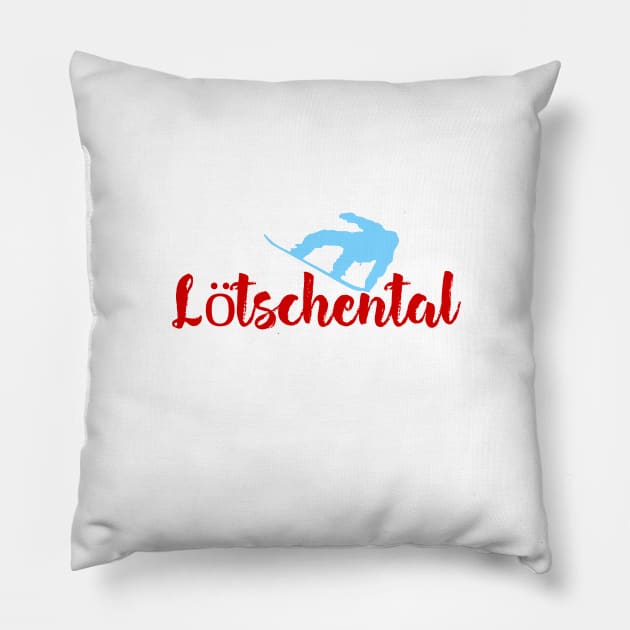 Lötschental Ski and Snow Fun Pillow by ArtDesignDE