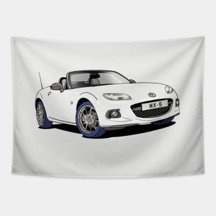 White Mazda MX-5 Car Tapestry