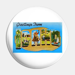 Greetings from Idaho - Vintage Large Letter Postcard Pin