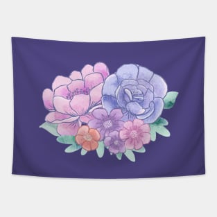 Purple Watercolor Floral Tapestry