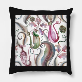 Tropical carnivorous plants watercolor botanical print Pillow