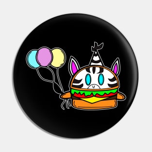 Happy Birthday Party Zebra Cheeseburger Pin