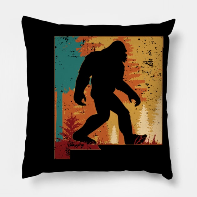 Bigfoot Retro Vintage Sasquatch New Mexico Pillow by ryanjaycruz