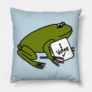 Vote Cute Green Frog with Voted Sign Pillow