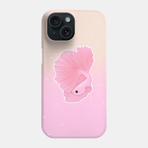 Veiltail Betta Fish, Soft Pink Coloration II Phone Case by anacecilia