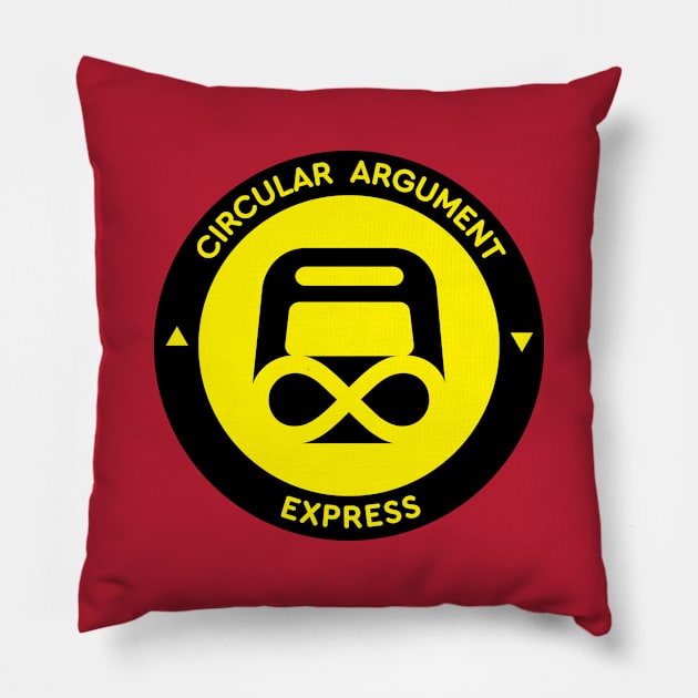 Circular Argument Express Pillow by MustardSoda