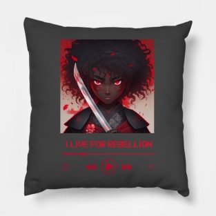 Rebel Soundtrack: Black Anime Character Crop Tee Pillow