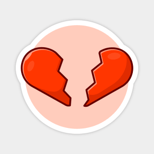 Broken Heart Cartoon Vector Icon Illustration Magnet