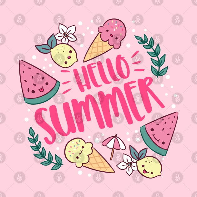 Hello summer a cute and fun summer time design by Yarafantasyart