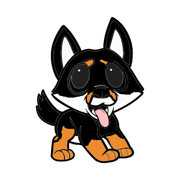 shiba inu black and tan cartoon by Wanderingangel