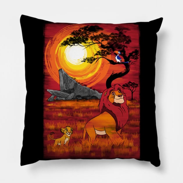 Sunset in the Pride Lands Pillow by DrMonekers