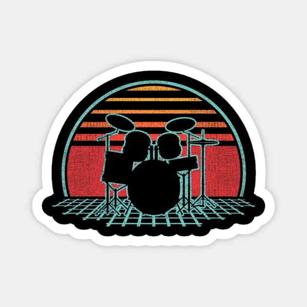 Drum Kit Retro Vintage Drums Player 80s Style Drummer Magnet by yangho