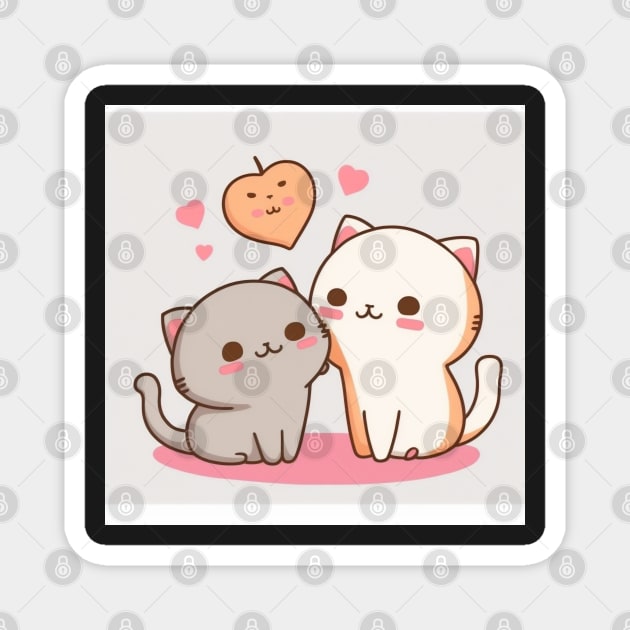 Mochi peach cat and Goma Magnet by ai1art