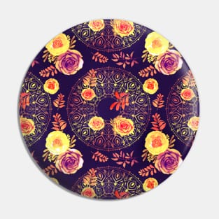 Spring Mandalas and Roses Bright Garden Pin