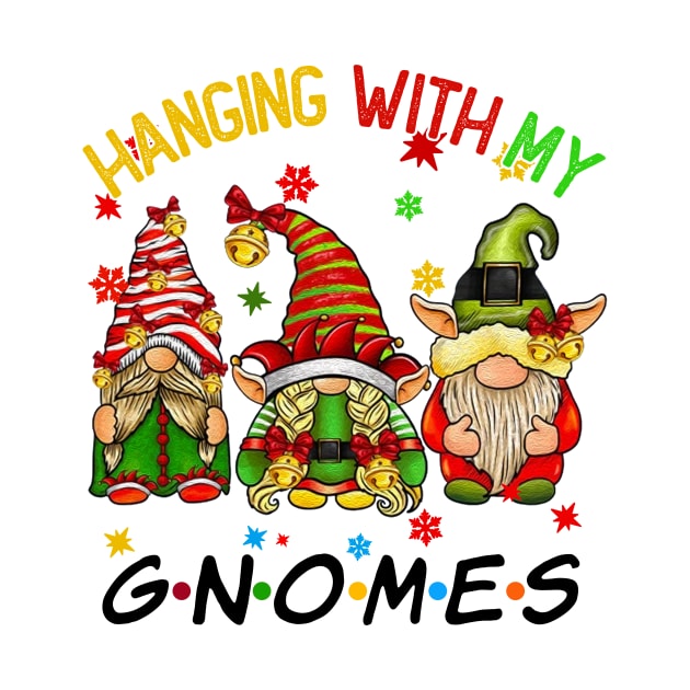 Funny Christmas Gnome Hanging With My Gnomies Family Pajamas by JennyArtist