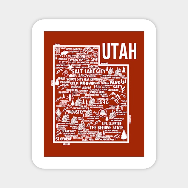 Utah Map Magnet by fiberandgloss