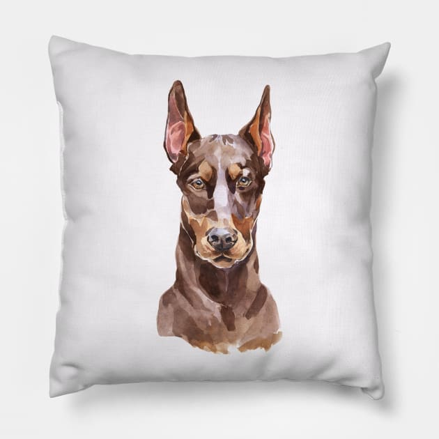 Red Doberman Pillow by CR TEES