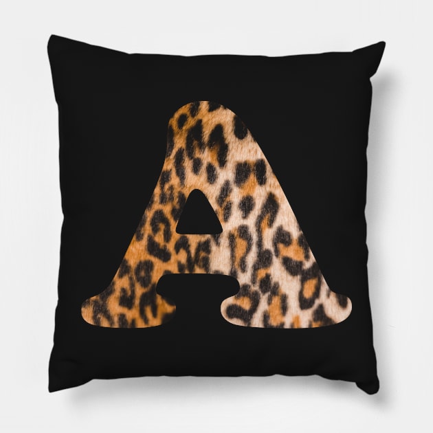 Letter A leopard print Pillow by ColorsHappiness