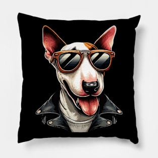 Cool Bull Terrier With Sunglasses Pillow