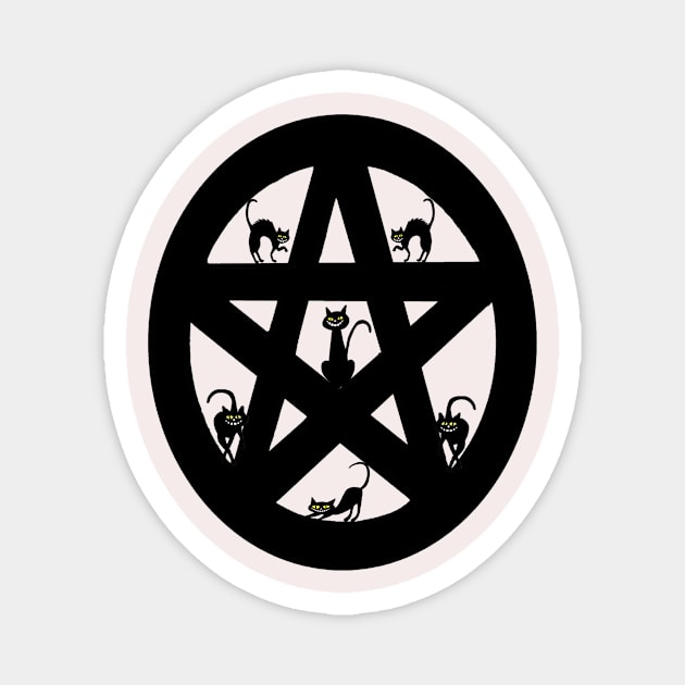 Black Cat Pentacle Magnet by imphavok