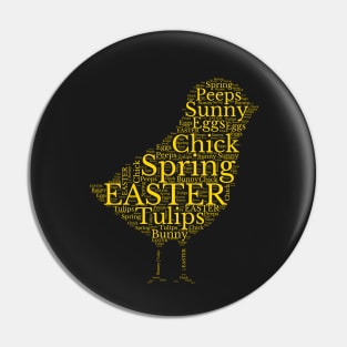 Cute Yellow Chick Easter Words Pin