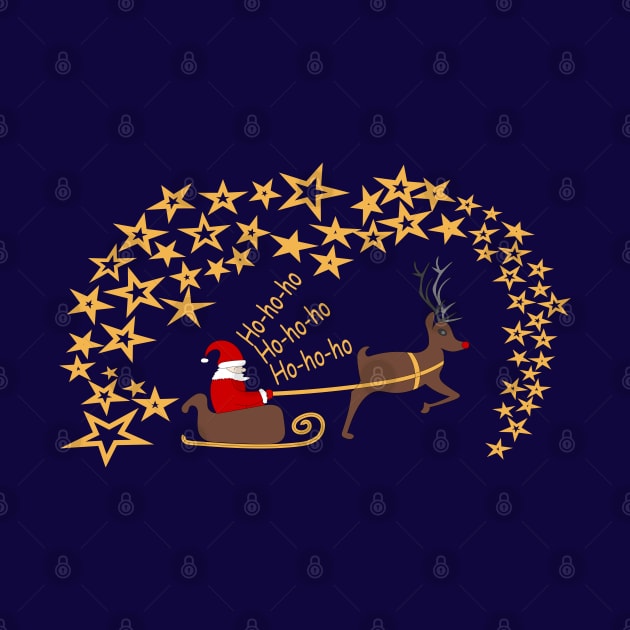 Santa Claus and Rudolph reindeer with stars by Cute-Design