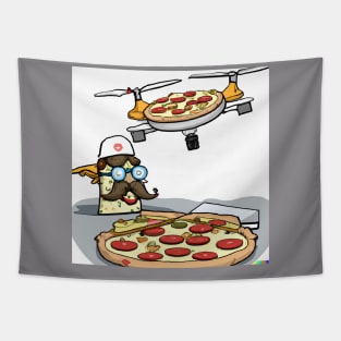 Drone Pizza Delivery - AI drawing Tapestry