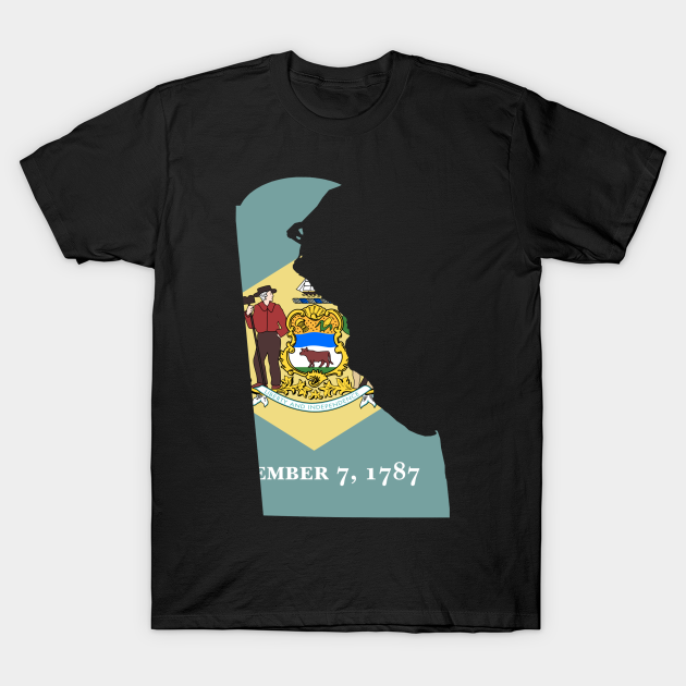 Discover Delaware Flag Map - Delaware - T-Shirt