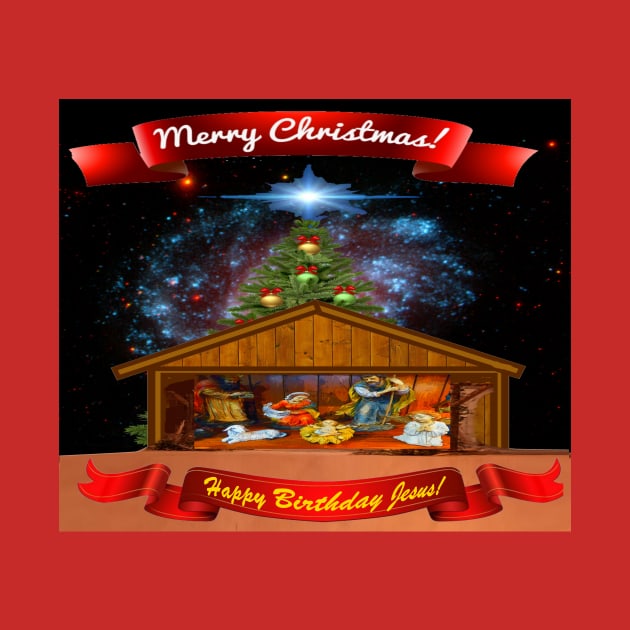 MERRY CHRISTMAS/HAPPY BIRHDAY NATIVITY With CHRISTMAS TREE by SHOW YOUR LOVE