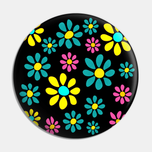 Retro daisy flower pattern Pin