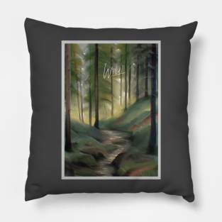 wild forest drawing Pillow