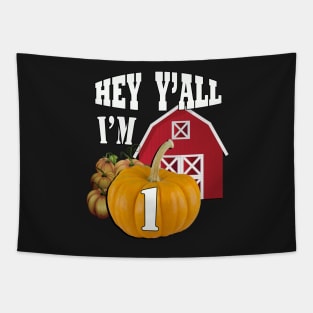 Birthday 1 Year Old Gift Cute One Yr Old Lil 1st Pumpkin Farm Tapestry