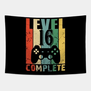 Vintage 16th Wedding Anniversary Level 16 Complete Video Gamer Birthday Gift Ideas Tapestry