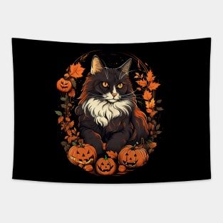 Norwegian Forest Cat Halloween, Cat Lover Tapestry