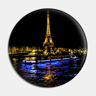 Eiffel Tower Reflection at Night Pin