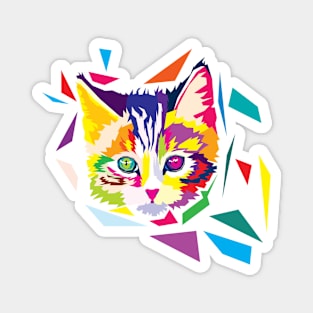 Cute kitten in colorful polygons Magnet