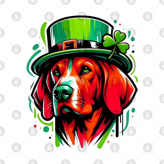 Redbone Coonhound Enjoys Saint Patrick's Day Festivities by ArtRUs