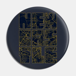 Newcastle upon Tyne, England City Map Typography - Gold Art Deco Pin