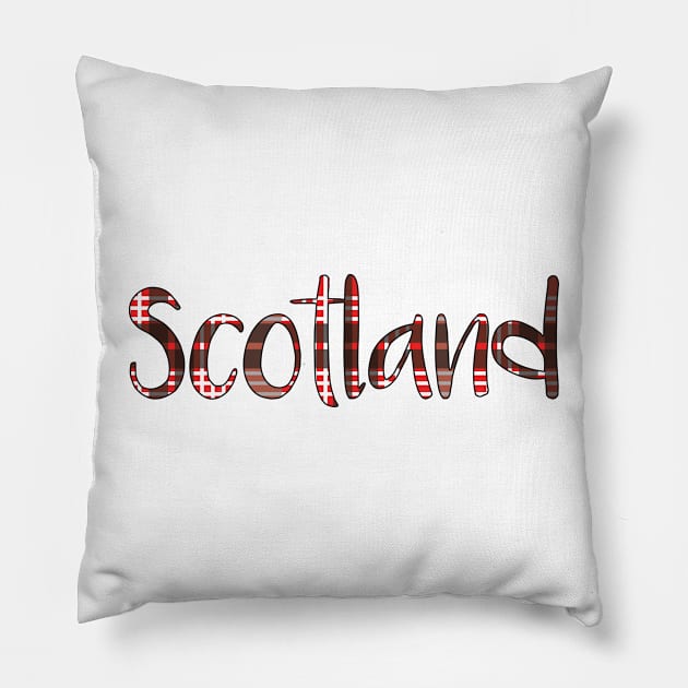 SCOTLAND, Red, Black and White Tartan Style Design Pillow by MacPean