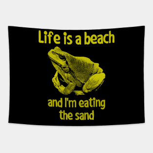 Life is a beach Frog Tapestry