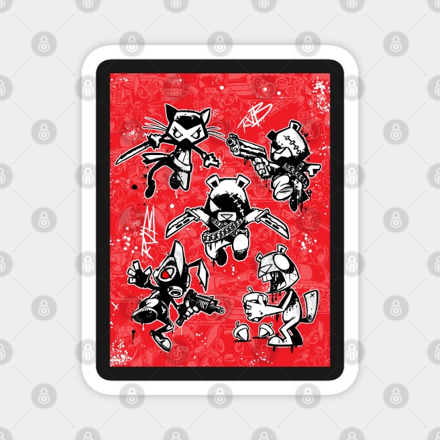 Rabbit vs Bear Graf : Montage - Street - Magnet | TeePublic