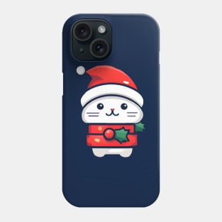 Xmas Cute holly white cat Phone Case