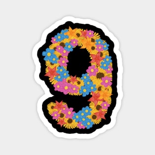 Hand Drawn Letter Number 9 nine Magnet