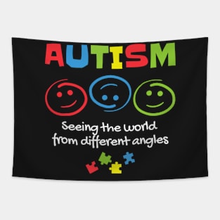 Seeing The World From Different Angles Autism Tee Tapestry